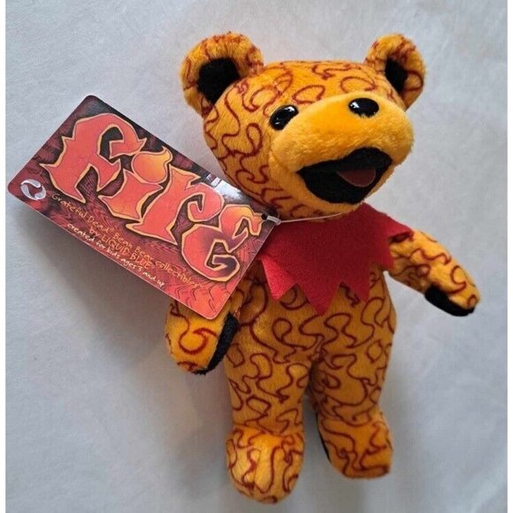 Fire Flames Bear Grateful Dead Beanie Limited Edition Plush Doll NWT Collectible - Picture 2 of 4